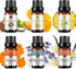 RAINBOW ABBY 6-Pack Organic 100% Pure Essential Oil Set (Calendula, Clary Sage, Coconut, Mango, Pineapple, Vanilla)
