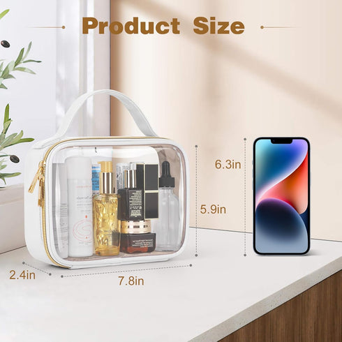 Wedama TSA Approved Toiletry Bag, 3 Pack Clear Makeup Bags with Handles, Quart Size PVC Cosmetic Bags for Airport Carry