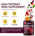 Iron Supplement for Women Men, High Potency 65mg with Vitamin C 250mg, Vegan, Non-GMO, 60 Tablets