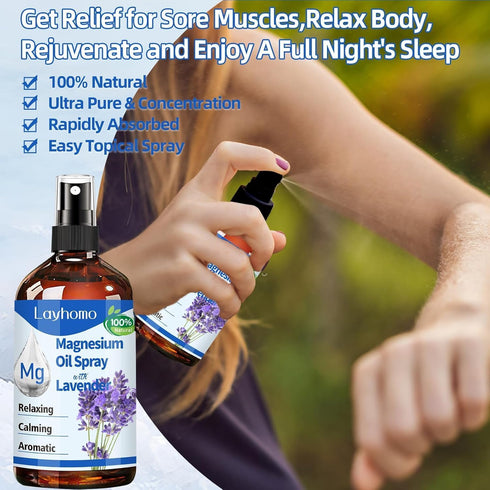 Layhomo Magnesium Oil,Magnesium Oil for Feet,Pure Magnesium Spray for Sleep,Topical Magnesium for Soothing Sore Muscles
