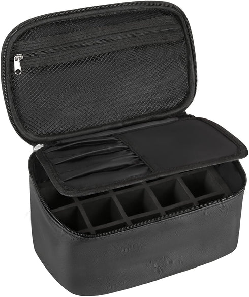 Nail Polish Bag Nail Art Set Organizer, Travel Case with Compartment, Gift for Women (Black)