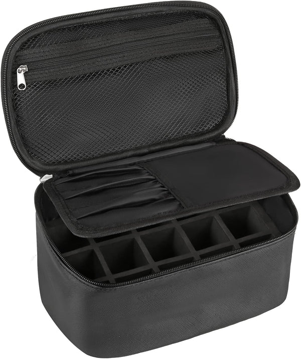 Nail Polish Bag Nail Art Set Organizer, Travel Case with Compartment, Gift for Women (Black)