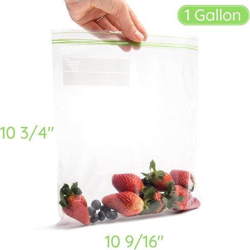 1 Gallon Freezer Bags, 100 Count Resealable Extra Strong and Leak Proof Bags with Double Zipper for Berries and Food