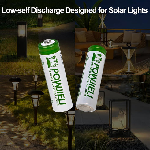 Ni-MH Rechargeable AA Batteries, 1.2V 1000mAh High Capacity Pre-Charged for Solar Lights, 12 Pack