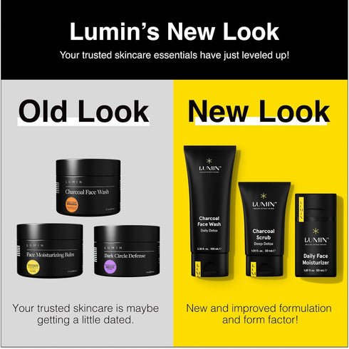 Lumin Charcoal Scrub Deep Detox for Men - Face Cleanser and Pre Shave Scrub, 30ml, 2-Pack