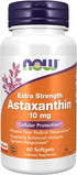 NOW Supplements, Astaxanthin 10mg, Extra Strength from Non-GMO Haematococcus Pluvialis Microalgae with Lutein,