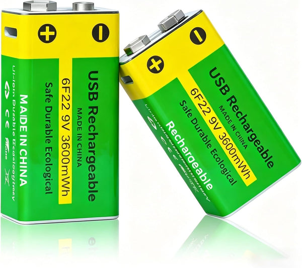 Svenirven 9V Battery,3600mAh 9V Rechargeable Batteries for Smoke Detector