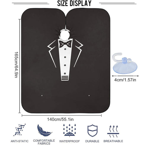 visesunny Tuxedo Barber Cape with Black Bow Tie, Anti-Static Hair Cutting Cape, Water-Resistant