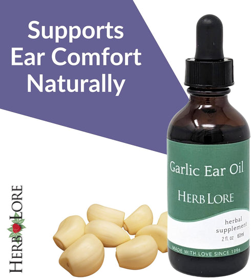 Herb Lore 2 oz Garlic Ear Oil Drops Soothes Dry, Itchy, or Clogged Ears for Kids & Adults - fl