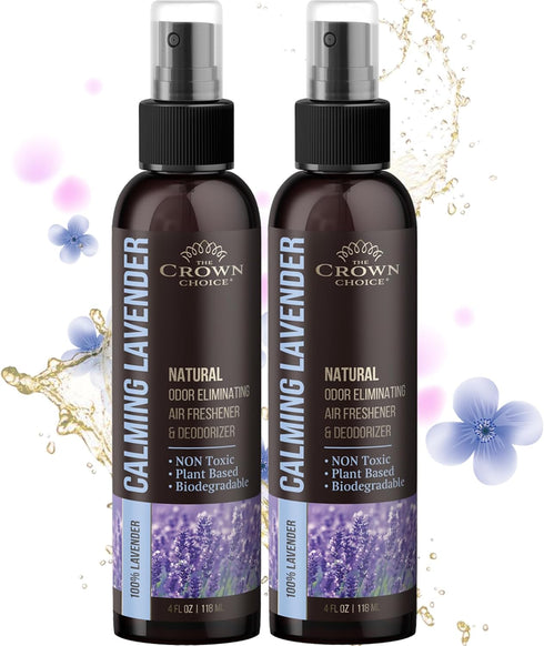 Lavender Air Freshener Spray, 2 PK 4 Oz each — Non-Toxic Essential Oil Odor Eliminator for Home, Toilet, Room