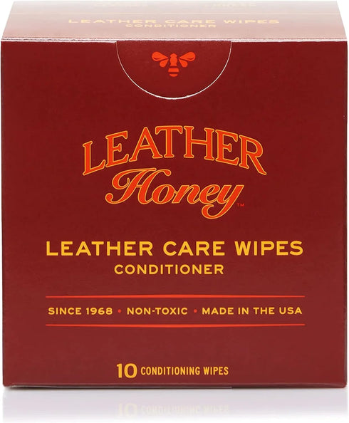 Leather Honey Leather Conditioner Wipes, 10 Non-Toxic, Ready-to-Use Wipes for Any Color Leather
