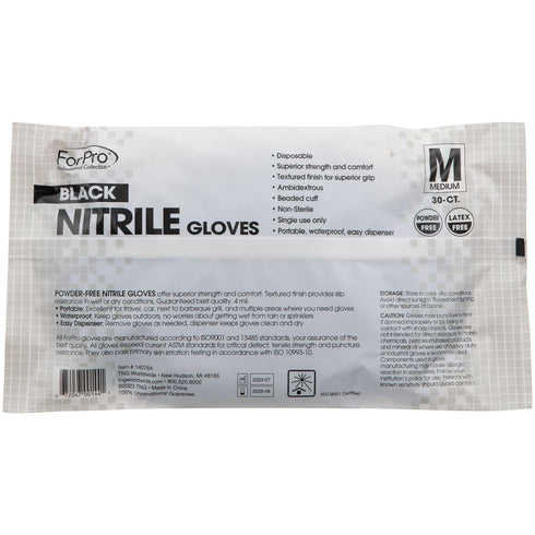 ForPro Professional Collection Disposable Nitrile Gloves, Chemical Resistant, Powder-Free, 30-Count