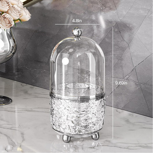 J Warrior 360° Rotating Makeup Brush Holder with Lid, Dustproof Cosmetic Organizer for Bathroom and Vanity