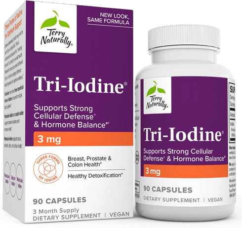 Terry Naturally Tri-Iodine 3mg, 90 Capsules, Supports Cellular Defense & Hormone Balance, Non-GMO