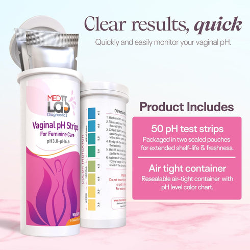 Women(50 Vaginal ph Test Strips for cnt). BV Home Test Kit for Bacterial Vaginosis, Yeast Infection and Menopause