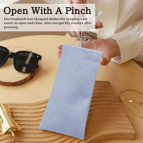 8 Pcs Small Waterproof Makeup Bag for Purse, Portable Pocket Cosmetic Bag with 7" Squeeze Top Glasses Case, No Zipper