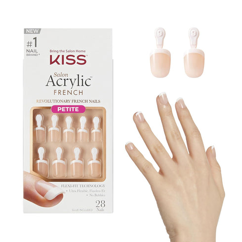 KISS Salon Acrylic Press-On Nails 'Crush Hour' - Includes Nail Glue, 28 Nails, 2g Glue, Manicure Stick & Mini File