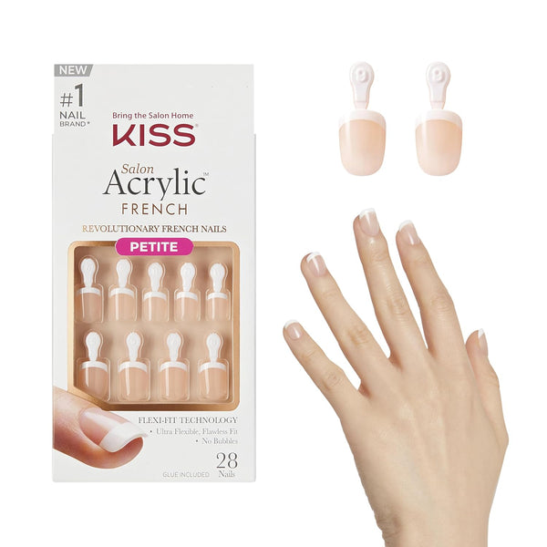 KISS Salon Acrylic Press-On Nails 'Crush Hour' - Includes Nail Glue, 28 Nails, 2g Glue, Manicure Stick & Mini File