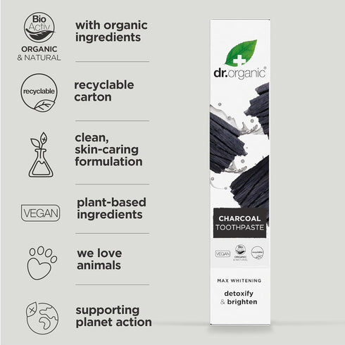 Dr Organic Charcoal Toothpaste Extra Whitening, 100ml