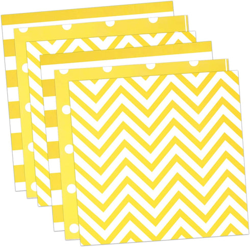 Disposable Yellow Paper Luncheon Party Napkins, Striped Chevron Polka Dot, 60 Count, 13"x13"