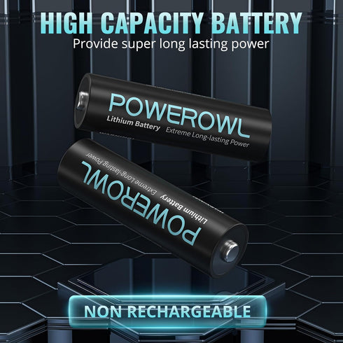 POWEROWL 16 Pack, 1.5V Lithium Batteries AA High Capacity Double A Battery Long Lasting Power for High-Tech Devices