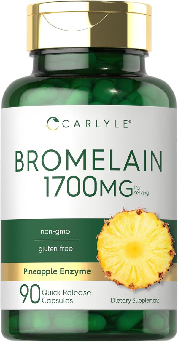 Carlyle Bromelain 1700 mg | 90 Capsules | Pineapple Enzyme Supplement | Gluten Free, Non-GMO