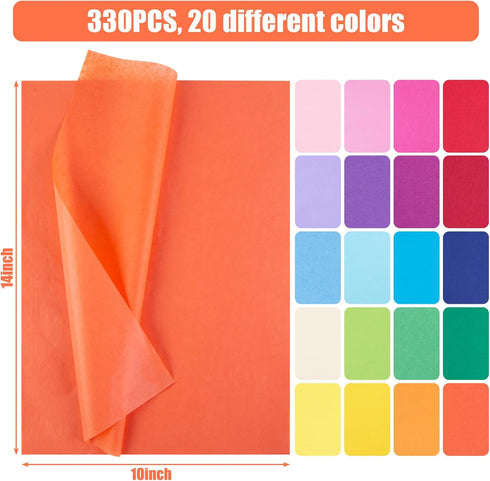 Shindel 330 Sheets Multicolor Tissue Paper, 14x10 Inch Tissue Paper Bluk Wrapping Tissue Paper for Gift Bags DIY Crafts Birthday Wedding Holidays Decor by Shindel