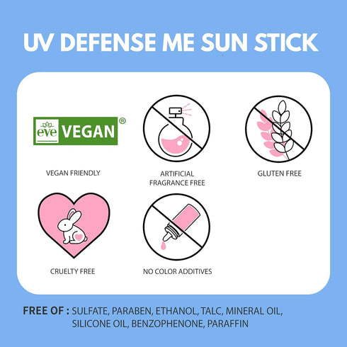 MAKEPREM Calming Sun Stick Sunblock SPF 50+ PA++++ for Sensitive Oily Acne-Prone Skin, 0.7 Oz, Vegan, Reef-Safe