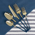 Blue Sky Infinity Flatware Gold & Navy Blue Soup Spoons - 20 Count | Luxurious Disposable Plastic Cutlery for Parties and Events