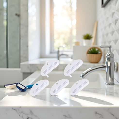 Tnyvm 5Pcs PracticalBathroom White Toothpaste Squeezer, Plastic Toothpaste Tube Squeezer Dispenser, Toothpaste Clips