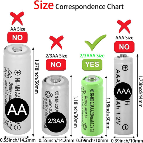 Yibatopow 8 Packs 2/3AAA 1.2v 200 Batteries,2/3 Ni-MH mah Rechargeable AAA Battery for Solar Lights,Outdoor Solar