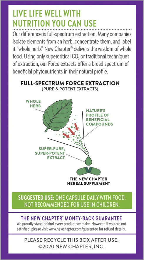 New Chapter Lemon Balm Force, Supercritical Lemon Balm for Mood & Immune Support, 30 ct Vegetarian Capsules