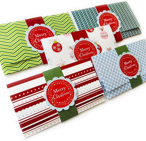 Set 5 Adore By Nat Christmas Holiday Gift Card or Money Holders - Merry Christmas Check Cash Envelopes