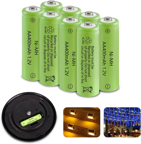 JINTION Solar Rechargeable Ni-MH AA Batteries, 8 Pack 400mAh