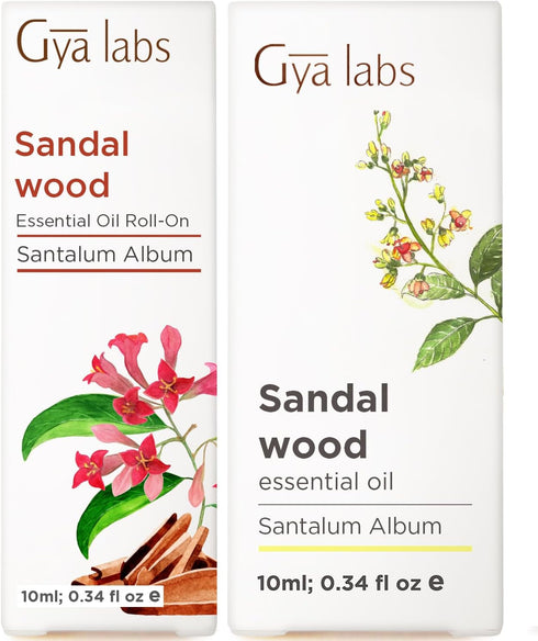 Sandalwood Roll On & Sandalwood Essential Oils for Diffuser Set - Essential