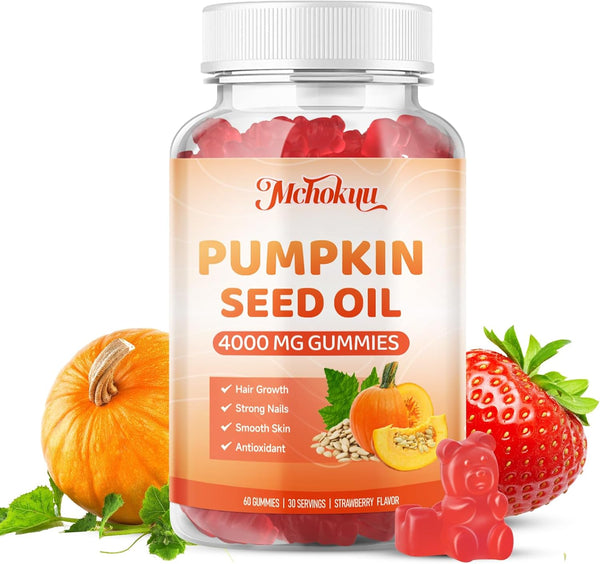 Pumpkin Seed Oil Supplement Gummies with Saw Palmetto for Hair Growth &