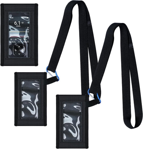 2 Pack Blood Glucose Meter Case with Lanyard, Compatible with Dexcom G7, Pouch with Viewing Window (Black)