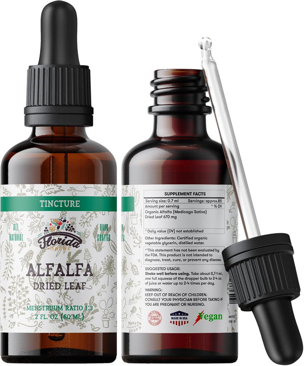 Alfalfa Tincture, Organic Alfalfa Extract (Medicago Sativa) Dried Leaf, Antioxidant Extract for Immune Support, Non-GMO