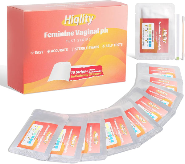 Hiqlity Vaginal pH Test Strips with Sterile Swabs, Feminine Health Vaginal pH Test