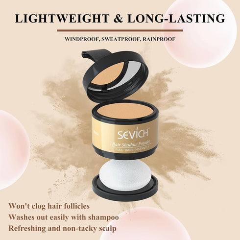 SEVICH Hairline Powder for Thinning Grey Hair, Eyebrows & Beard, Windproof & Sweatproof, Blonde