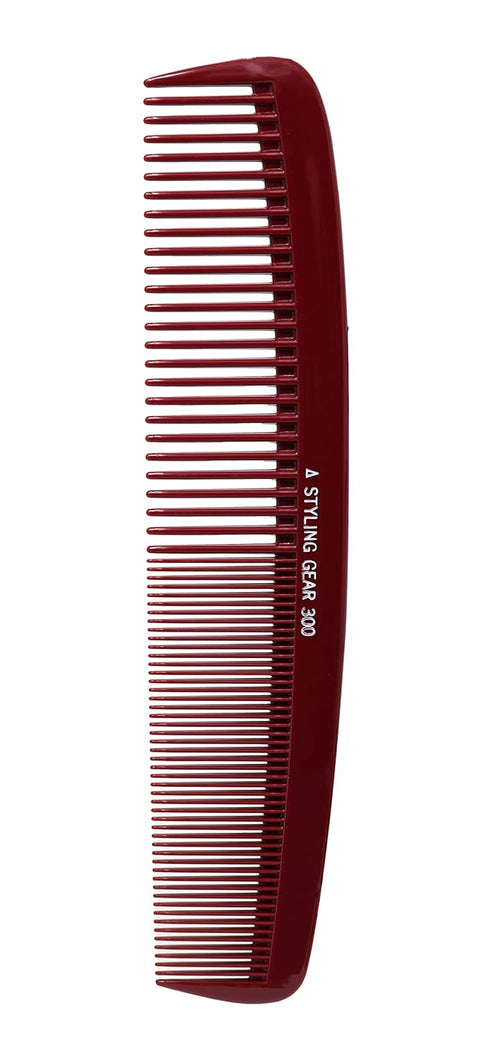 No. 300 Large Comb, 8.5" Specialty Hair Styling & Cutting Comb for Barbers and Stylists, Burgundy 1 Pc.
