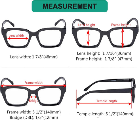 Eyekepper Ladies Reading Glasses 4 Pack - Oversized Square Design Readers for Women