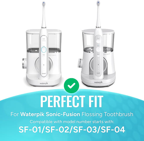 (6pk) Toothbrush Replacement Heads for Sonic Fusion 2.0 Waterpik & Flossing Toothbrush, DuPont Nylon Bristles