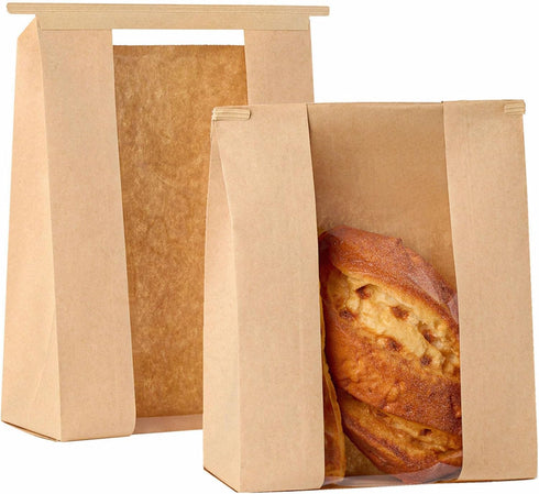 Ocmoiy 100Pcs Tin Tie Tab Lock Large Paper Bread Bags for Homemade