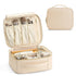 Vlando Travel Makeup Bag, Large Capacity PU Leather Cosmetic Case Organizer, Portable Bag with Dividers and Handle Beige