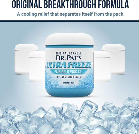 Dr Pat's Ultra Freeze Pain Relief Cream - Muscle Rub Gel for Arthritis, Neuropathy, Foot and Joint, Topical Analgesic