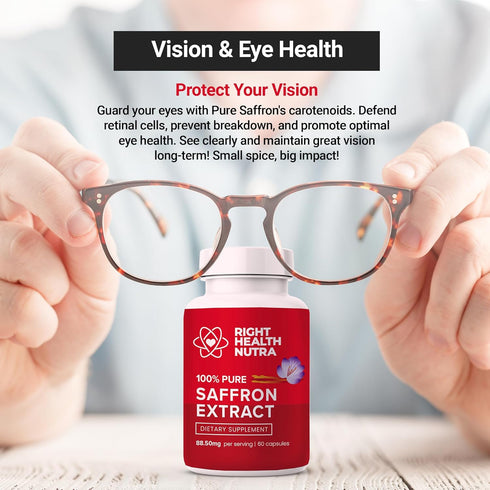 Saffron Extract 88.50mg - 60 Capsules - 100% Pure Saffron Supplements - Improves Mood & Eyesight