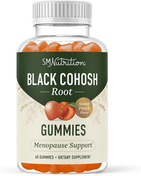 Black Cohosh Gummies for Women, Menopause Relief for Hot Flashes, 50mg Black Cohosh Root Extract, 60 Gummies