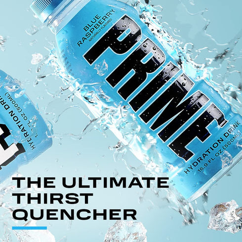 PRIME Hydration BLUE RASPBERRY Sports Drinks, Electrolyte Enhanced, 12 Pack of 16.9 Fluid Ounce