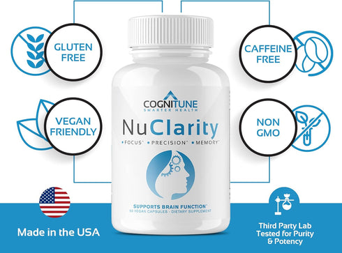 NuClarity - Premium Nootropic Brain Supplement for Focus, Energy & Memory - Ginkgo Biloba, Bacopa Monnieri & More